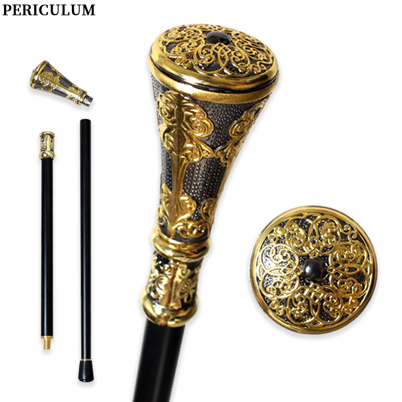 Detachable Cosplay Prop - Victoriaanse zwartgouden bloemengesneden wandelstok met afneembaar