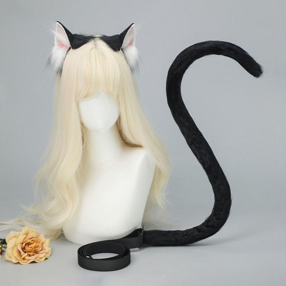 Cosplay Prop Kit - Nieuwe realistische kattenoorhoofdband Lolita handgemaakte kattenstaartset